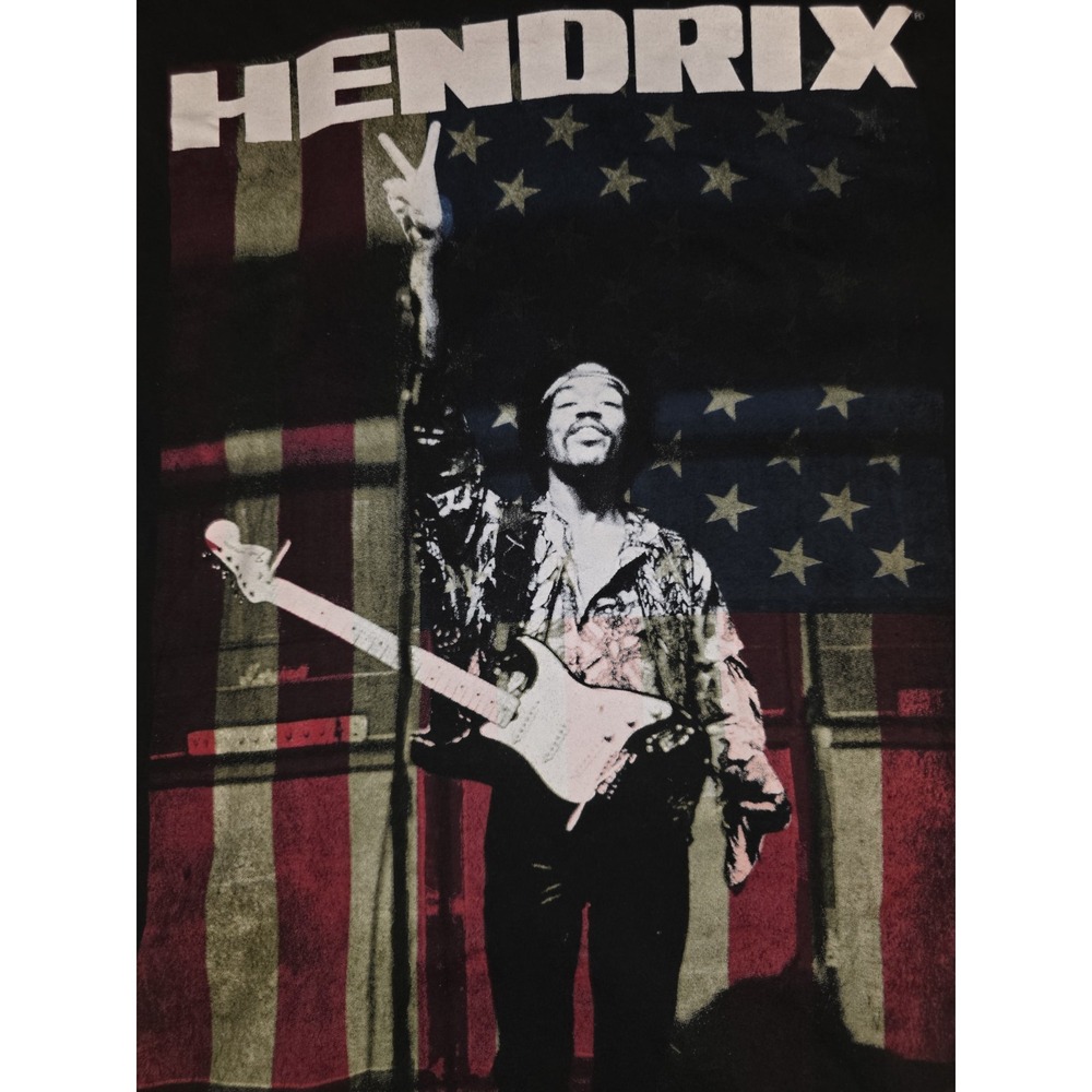 Jimi Hendrix Rock & Roll American Flag Graphic Tee. XL 23" PTP 27" ‎ Long.